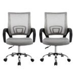 Artiss 2x Mesh Office Chair Mid Back Grey - Image 3