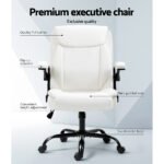 Artiss Executive Office Chair Mid Back White - Image 4