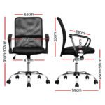 Artiss 2x Mesh Office Chair Mid Back Black - Image 2