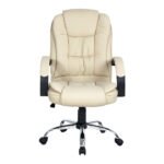 Artiss Executive Office Chair Leather Tilt Beige - Image 3