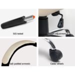 Artiss Executive Office Chair Leather Tilt Beige - Image 7