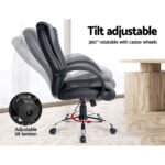Artiss Executive Office Chair Leather Tilt Black - Image 5