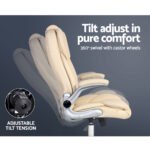 Artiss Executive Office Chair Leather Tilt Beige - Image 5