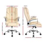 Artiss Executive Office Chair Leather Tilt Beige - Image 7
