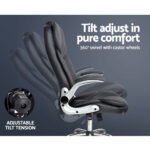 Artiss Executive Office Chair Leather Tilt Black - Image 4