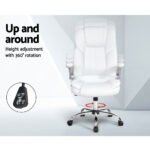 Artiss Executive Office Chair Leather Tilt White - Image 4
