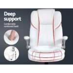Artiss Executive Office Chair Leather Tilt White - Image 6