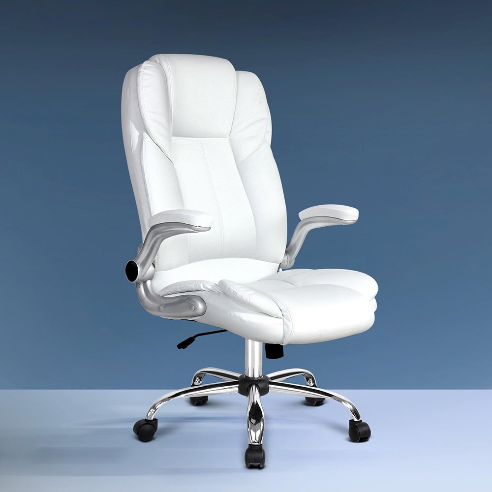 OCHAIR-G-9314-WH-11822-07.jpg Artiss Executive Office Chair Leather Tilt White - Image 1