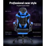 Artiss Gaming Office Chair Recliner Footrest Blue - Image 4