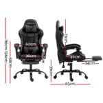 Artiss Gaming Office Chair Executive Computer Leather Chairs Footrest Grey - Image 2