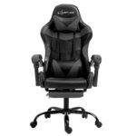 Artiss Gaming Office Chair Executive Computer Leather Chairs Footrest Grey - Image 3