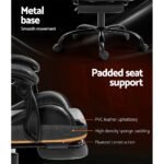 Artiss Gaming Office Chair Executive Computer Leather Chairs Footrest Grey - Image 6