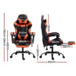 Artiss Gaming Office Chair Executive Computer Leather Chairs Footrest Orange - Image 2