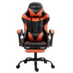 Artiss Gaming Office Chair Executive Computer Leather Chairs Footrest Orange - Image 3