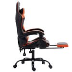 Artiss Gaming Office Chair Executive Computer Leather Chairs Footrest Orange - Image 4