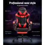Artiss Gaming Office Chair Recliner Footrest Red - Image 4