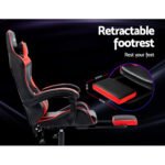 Artiss Gaming Office Chair Recliner Footrest Red - Image 6