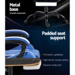 Artiss Gaming Office Chair Executive Computer Leather Chairs Footrest Blue White - Image 6