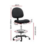Artiss Office Chair Drafting Stool Fabric Chairs Black - Image 2