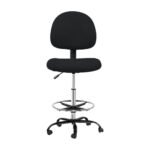 Artiss Office Chair Drafting Stool Fabric Chairs Black - Image 3