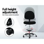 Artiss Office Chair Drafting Stool Fabric Chairs Black - Image 6