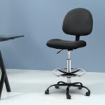 Artiss Office Chair Drafting Stool Fabric Chairs Black - Image 8