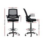 Artiss Office Chair Drafting Stool Mesh Chairs Black - Image 2