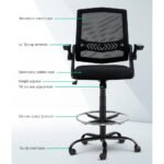 Artiss Office Chair Drafting Stool Mesh Chairs Black - Image 4