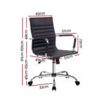 Artiss Office Chair Conference Chairs PU Leather Mid Back Black - Image 2