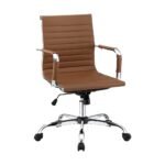 Artiss Office Chair Conference Chairs PU Leather Mid Back Brown - Image 7