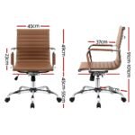 Artiss Office Chair Conference Chairs PU Leather Mid Back Brown - Image 2