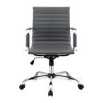 Artiss Office Chair Conference Chairs PU Leather Mid Back Grey - Image 3