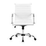 Artiss Office Chair Conference Chairs PU Leather Mid Back White - Image 3