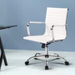 Artiss Office Chair Conference Chairs PU Leather Mid Back White - Image 8