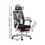 Artiss Mesh Office Chair Recliner Black White - Image 2