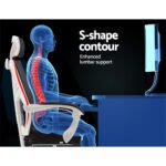 Artiss Mesh Office Chair Recliner Black White - Image 4