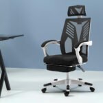 Artiss Mesh Office Chair Recliner Black White - Image 7
