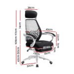 Artiss Mesh Office Chair Recliner Black White - Image 2