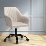 Artiss Office Chair Velvet Seat Cream - Image 7