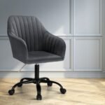 Artiss Office Chair Velvet Seat Dark Grey - Image 7