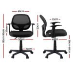 Artiss 2x Mesh Office Chair Computer Gaming Desk Chairs Work Study Mid Back Black - Image 2
