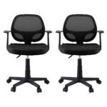 Artiss 2x Mesh Office Chair Computer Gaming Desk Chairs Work Study Mid Back Black - Image 3
