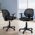 Artiss 2x Mesh Office Chair Computer Gaming Desk Chairs Work Study Mid Back Black - Image 7