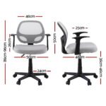 Artiss Mesh Office Chair Computer Gaming Desk Chairs Work Study Mid Back Grey - Image 2
