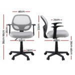 Artiss 2x Mesh Office Chair Computer Gaming Desk Chairs Work Study Mid Back Grey - Image 2