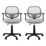 Artiss 2x Mesh Office Chair Computer Gaming Desk Chairs Work Study Mid Back Grey - Image 3
