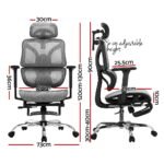 Artiss Ergonomic Office Chair Footrest Grey - Image 2