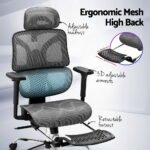 Artiss Ergonomic Office Chair Footrest Grey - Image 4