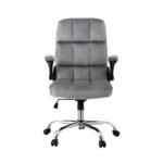 Artiss Office Chair Velvet Seat Racing Gaming Computer Desk Chairs Armrest Grey - Image 3