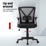 Artiss 2x Mesh Office Chair Mid Back Black - Image 4